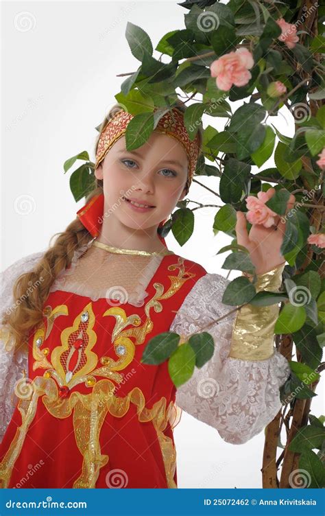 Girl in Russian Traditional Clothing Stock Photo - Image of headdress ...