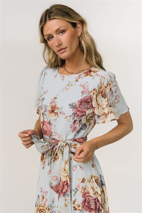 Naomi Short Sleeve Maxi Dress | Blue Multi Floral | Baltic Born