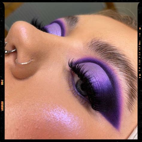 Purple Cut Crease | Rhinestone makeup, Purple makeup, Christmas makeup look