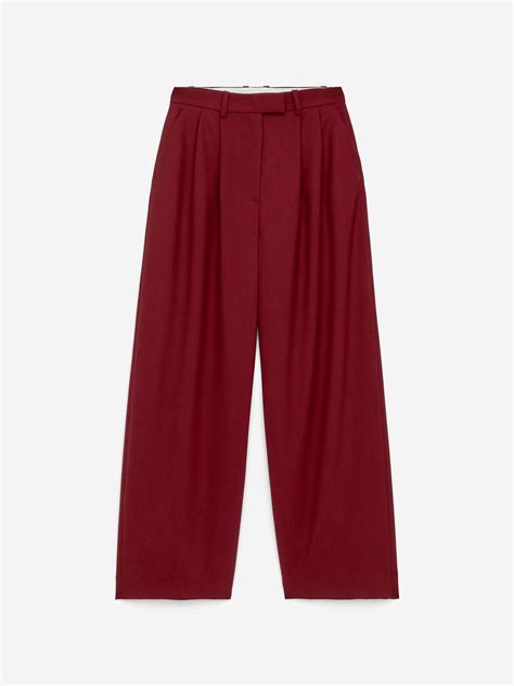 Pleated Wool Trousers - Dark Red - Women - ARKET WW
