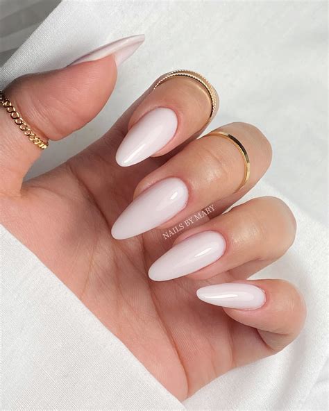 White Almond Nails Design Tumblr