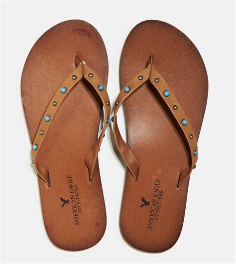 AEO Studded Leather Flip Flop | Leather sandals women, Leather flip ...