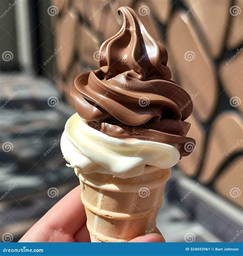 Delectable Twist of Vanilla and Chocolate Soft Serve Stock Image ...