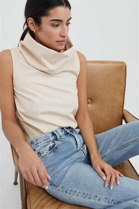 Black Sleeveless Collared Shirt - Marcy Sleeveless Top | Marcella