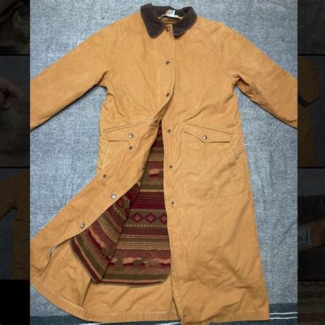 Vintage LL Bean Barn Coat Trench sherpa fleece Aztec... - Depop
