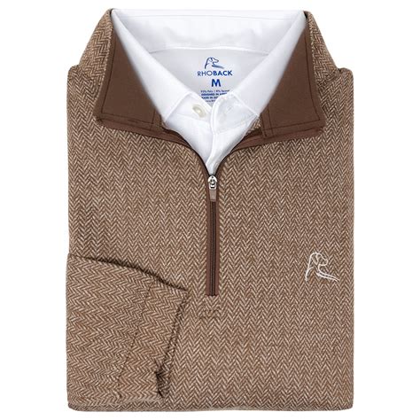 Herringbone Jacquard Performance Q-Zip | The Herringbone - Saddle Brown ...