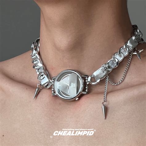 Time Dial Metal Leather Necklace - ArtsKoreanMan