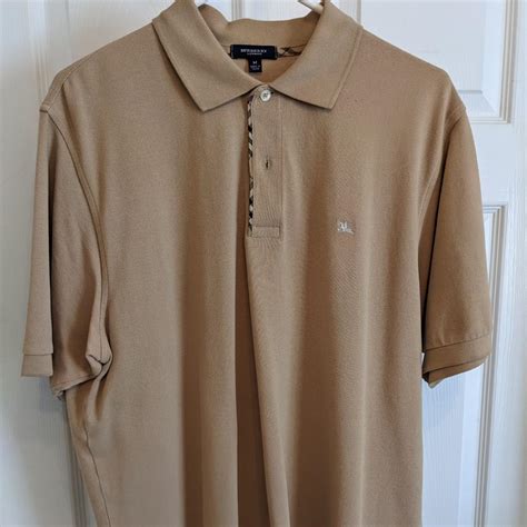 Burberry polo shirt M tan. Used shirt. #burberry - Depop