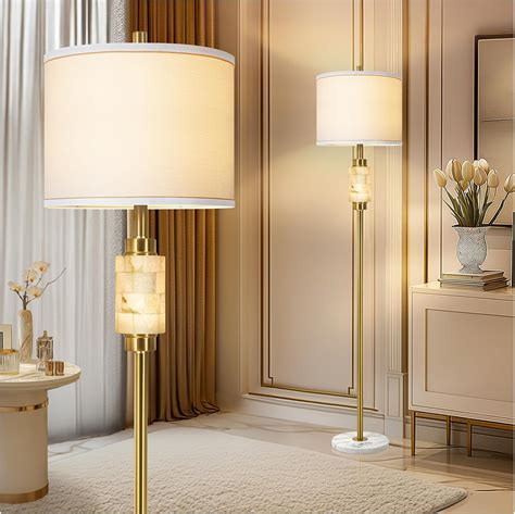 KIVDITZO Natural Alabaster Floor Lamp, Floor Lamps for Living Room ...