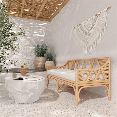 Jayla Natural Rattan Bench at Futonland