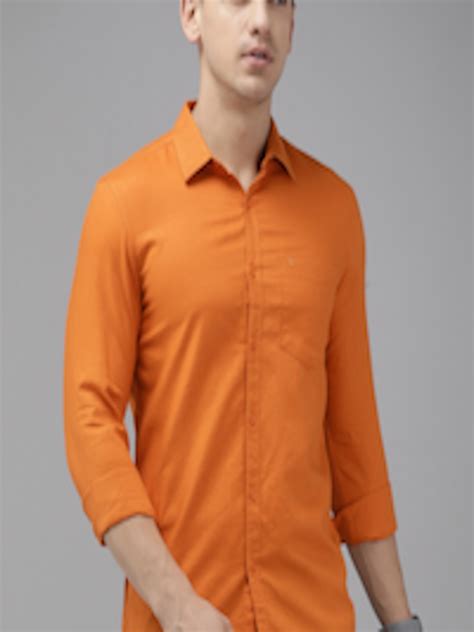 Buy SPYKAR Men Orange Solid Slim Fit Pure Cotton Casual Shirt - Shirts ...