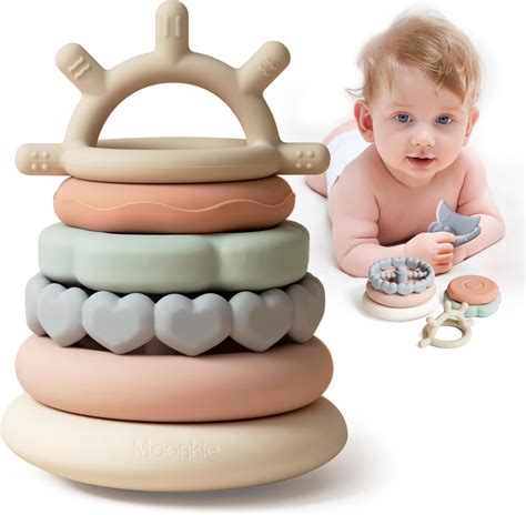Amazon.com : Stacking Baby Teether Toy - Sensory Silicone Teething ...