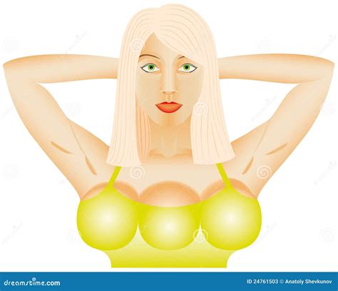 Woman with three breasts stock vector. Illustration of hair - 24761503