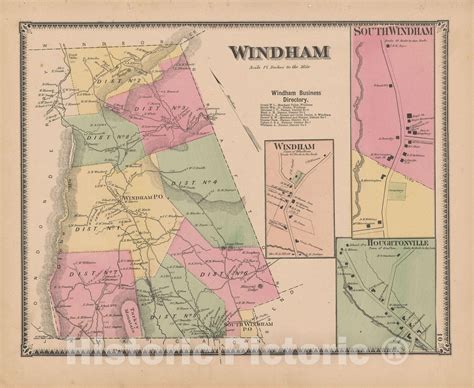 Historic Map : Atlas of Windham County, VT, Grafton & Windham 1869 , V ...