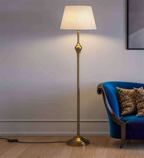 Buy Royal Off White Cotton Shade Club Floor Lamp With Aluminium Base at ...