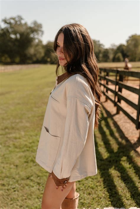 Cream & Brown Barn Jacket - Georgia Jacket - Lizard Thicket