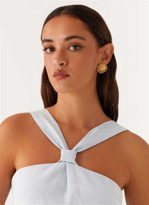 Keira Linen Mirco Mini Dress - Blue – Peppermayo