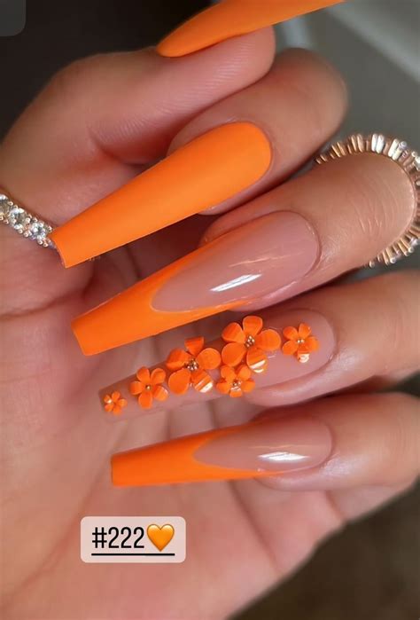 Pin by Alisia Niles on My Nail Designs in 2025 | Orange acrylic nails ...