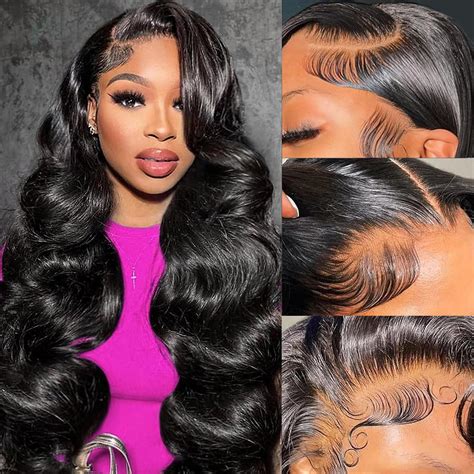 Amazon.com : HONEY NEST 13x4 Body Wave Lace Front Wigs Human Hair Pre ...
