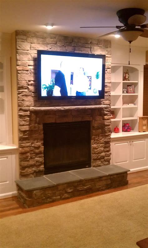 Over Fireplace TV Installation/ Stone | Decorating my house (one day ...