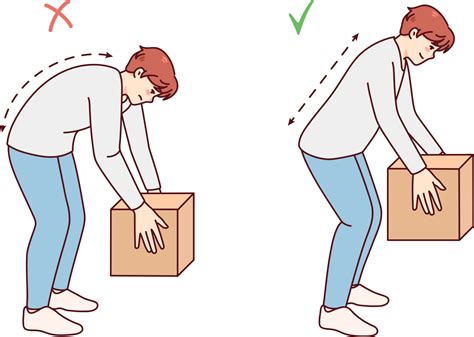 Correct technique of lifting heavy box 21248142 PNG