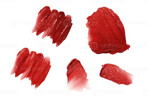 Red Lipstick shimmer smears samples isolated on white background. Cream makeup texture 23776995 ...