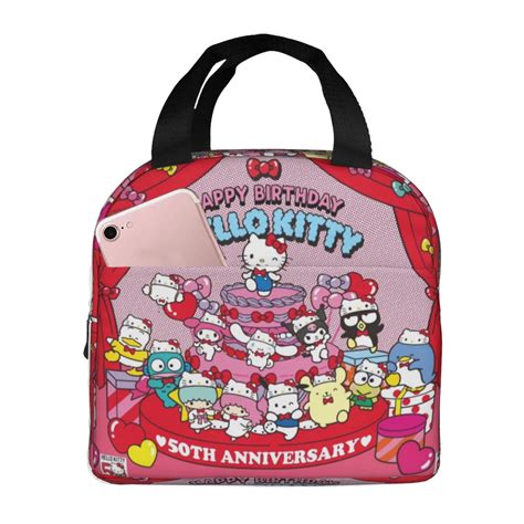 Happy Birthday Kuromi Melody Hello-Kitty Insulated Lunch Bag for Women/Men - Reusable Lunch Box ...