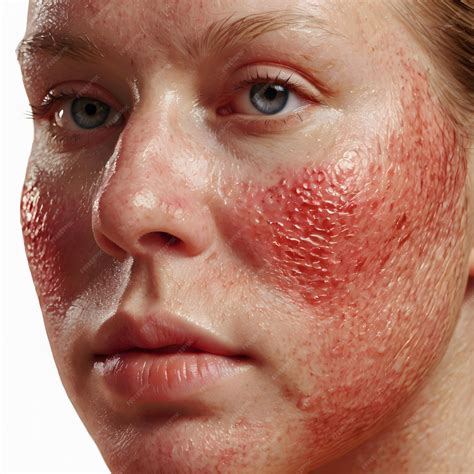 Rosacea skin condition facial redness medical illustration chronic ...