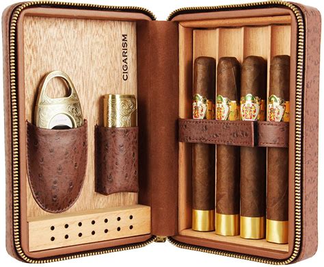 Cigarism Genuine Leather Cigar Travel Case Humidor Gift Set ...
