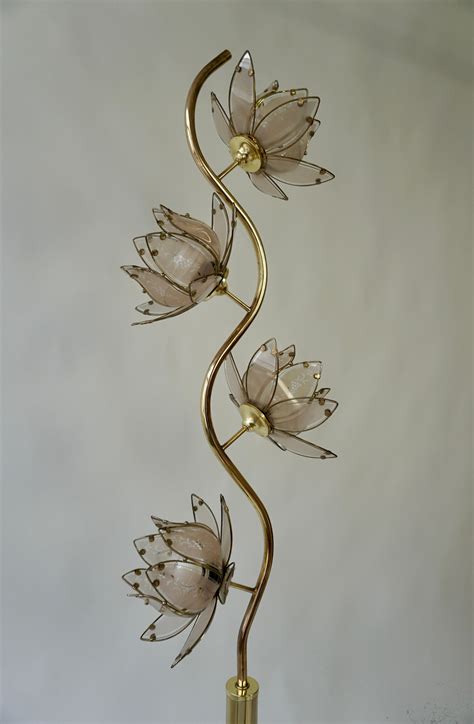 Mid Century Modern Vintage Hollywood Regency White Glass Lotus Flower ...