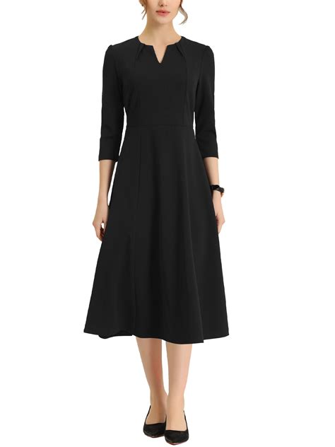 INSPIRE CHIC Women's 3/4 Sleeve Dresses V Neck Pockets Elegant A-Line ...