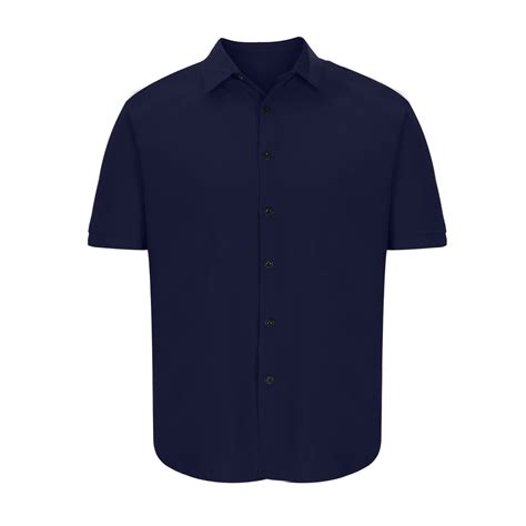 VANLOFE Short Sleeve for Mens Solid Blue Shirts Men's Slim-fit Turn ...