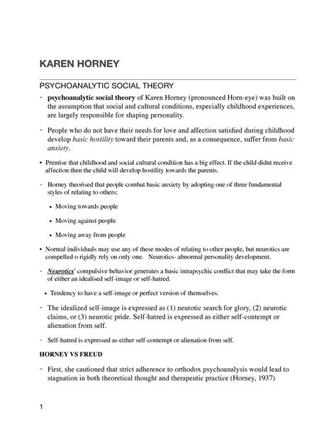 Karen Horney Personality Theory
