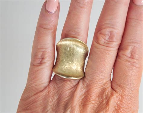 Signed 925 Italy Gold over Sterling Silver Saddle Ring ...