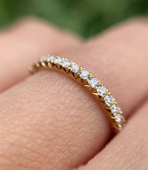 18ct Yellow Gold French-cut White Diamond Eternity Ring - Baroque Jewellery