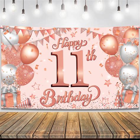 Amazon.com: Happy 11th Birthday Rose Gold Banner Cheers to 11 Years Old ...