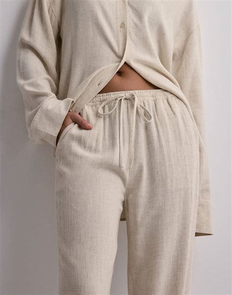 Köp Nelly Pull On Linen Pants - Beige | Nelly.com