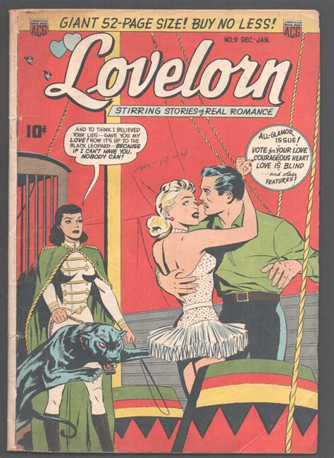 Lovelorn #9 1950-ACG-black leopard-pre-code romance-Love Id Blind ...