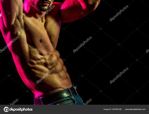 Strong mans, bodybuilder, muscular men. Copy space. Beautiful male ...