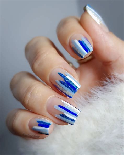 Blue And White Press On Nails