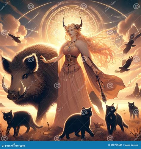 Norse Mythology Goddess Freyja Stock Illustration - Illustration of ...