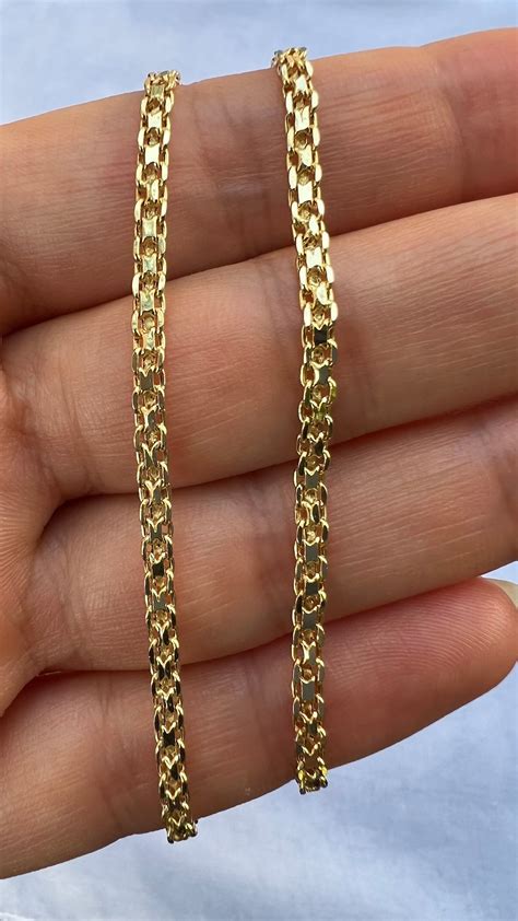 Solid 14K Gold 2.60mm Chain Bismark Straight Chain, Real 14K 2.60mm ...