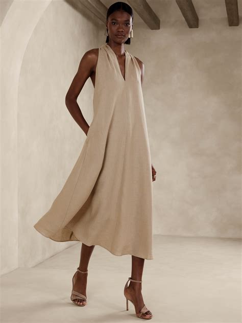 Banana Republic Pauline Linen Midi Dress beige - 803396002