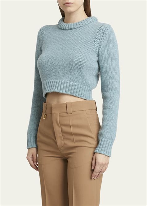 Chloe Roll Neck Cropped Cashmere Sweater - Bergdorf Goodman