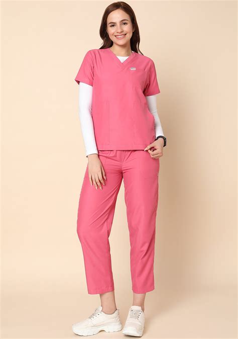 Buy Classic Women's 5-Pocket Mandarin Collar (Wine) Scrub Online – Knya