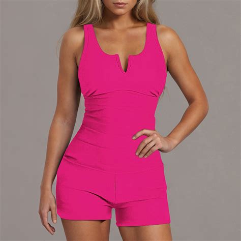 pstuiky Swim Suit, Women Solid Color Tankini Swimsuit Set V Neck Two ...