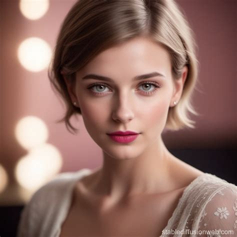 Portrait of a Young German Woman with Short Blonde Hair | Stable Diffusion Online