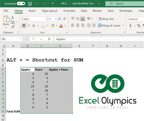 Excel Shortcuts Using the Alt key - Excel olympics