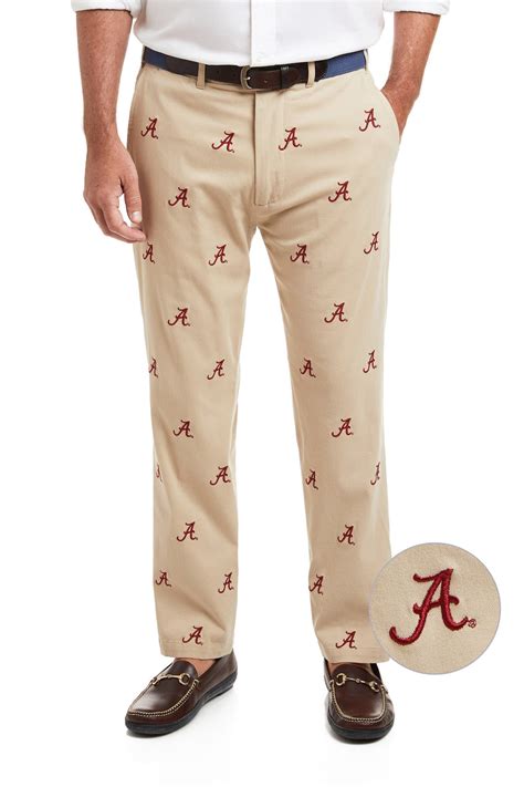 Collegiate Stretch Twill Pant Khaki with Alabama MENS EMBROIDERED PANTS ...