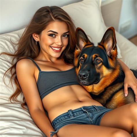 Joyful Moments: Girl and Her German Shepherd
